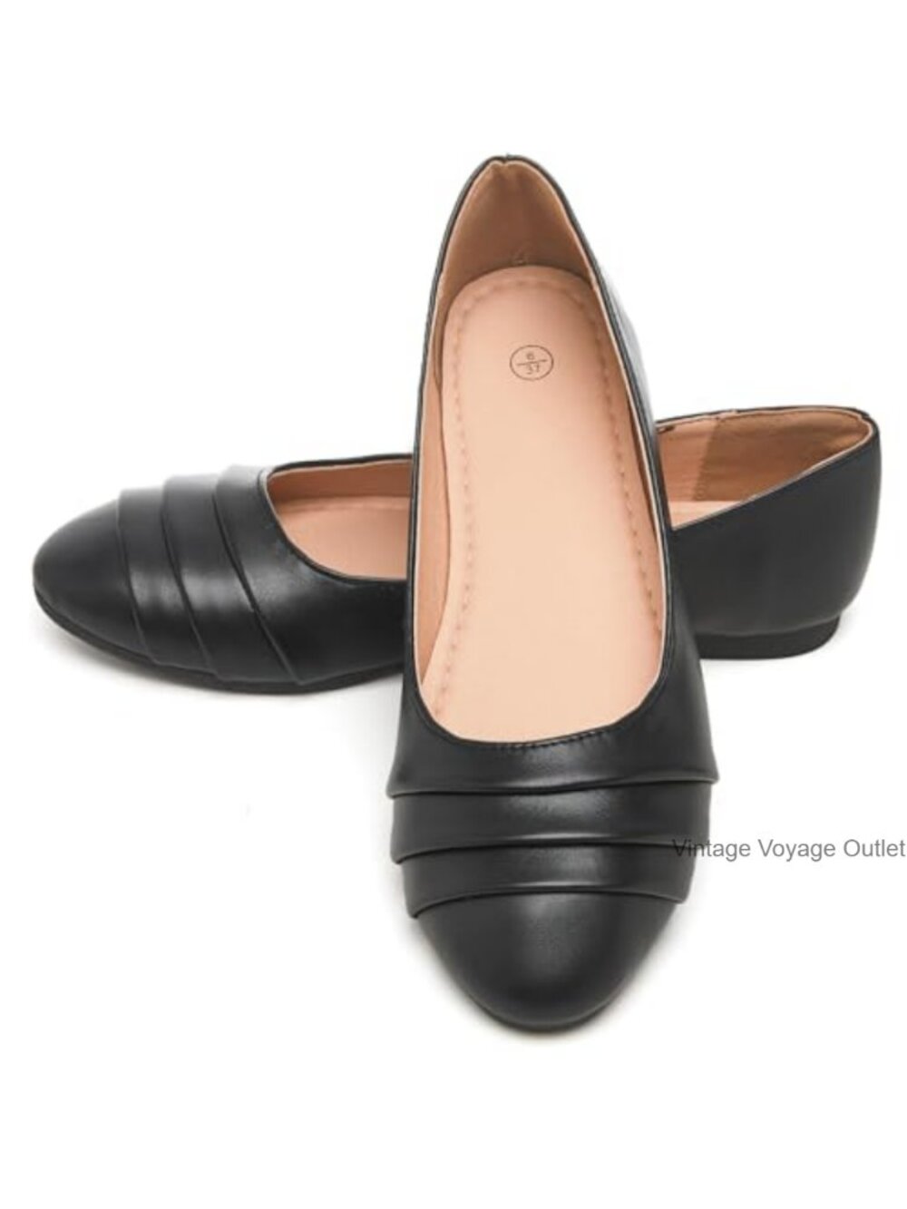 Spiral Toe Slip On Ballet Flats Women PU Leather Work Shoes